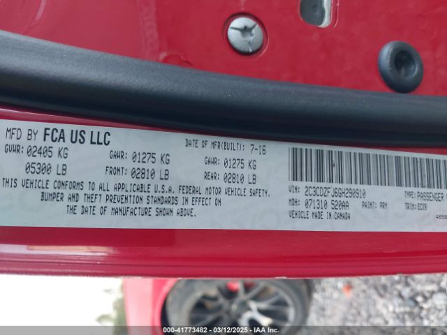 2C3CDZFJ6GH290910 Dodge Challenger R/t Scat Pack