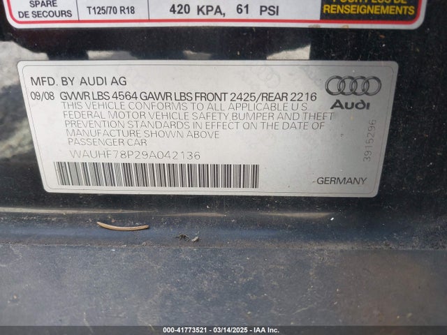 2009 AUDI A3 WAUHF78P29A042136 Photo 8