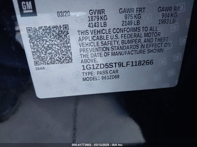 1G1ZD5ST9LF118266 Chevrolet Malibu Fwd Lt
