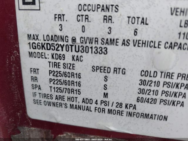 1996 CADILLAC DEVILLE 1G6KD52Y0TU301333 Photo 8