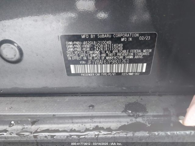 JF1VBAF67P9801263 Subaru Wrx Premium