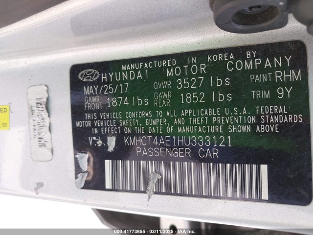 Hyundai ACCENT SE 2017 KMHCT4AE1HU333121 Image 9
