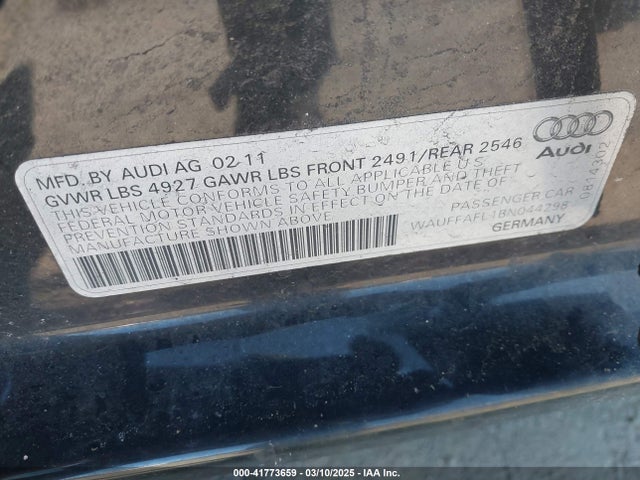 2011 AUDI A4 WAUFFAFL1BN044298 Photo 8