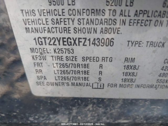 1GT22YEGXFZ143906 GMC Sierra 2500hd Sle