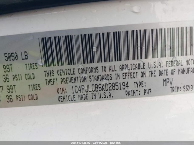 1C4PJLCB6KD285194 Jeep Cherokee Latitude Fwd