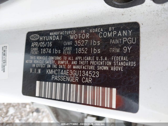 KMHCT4AE3GU134523 Hyundai ACCENT SE