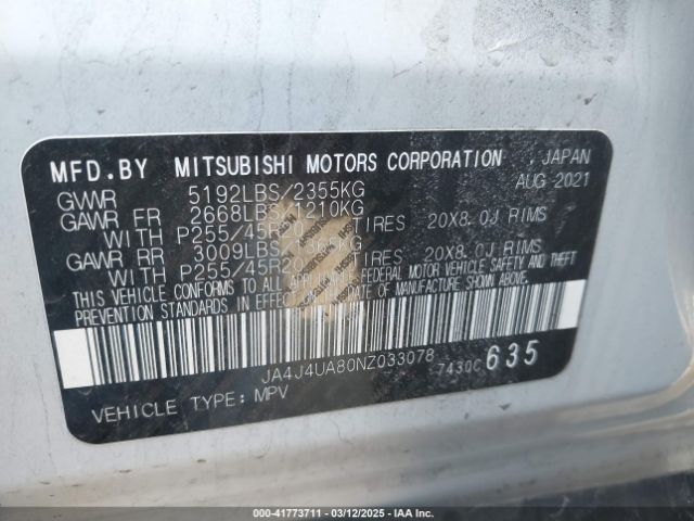 2022 MITSUBISHI OUTLANDER JA4J4UA80NZ033078 Photo 8