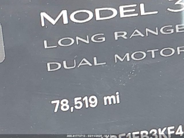 5YJ3E1EB3KF408270 Tesla Model 3 Long Range/performance
