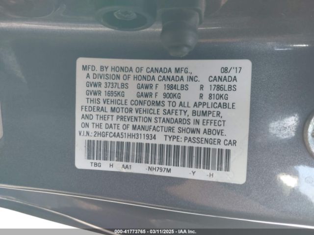 2HGFC4A51HH311934 Honda Civic Lx