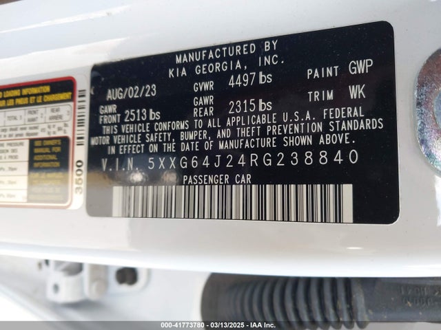 5XXG64J24RG238840 KIA t-gdi gamma ii