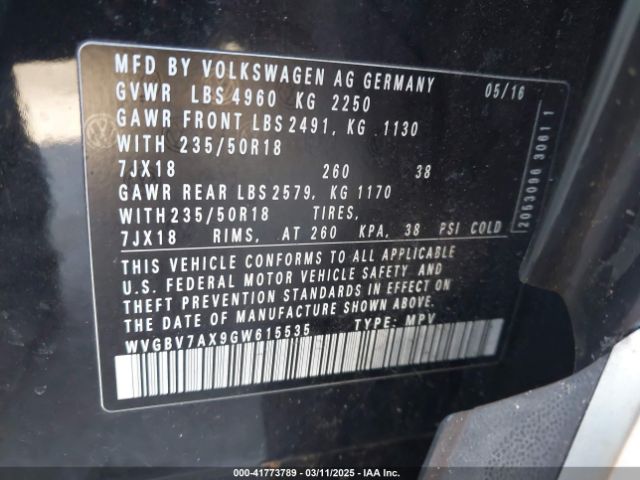WVGBV7AX9GW615535 Volkswagen TIGUAN SE