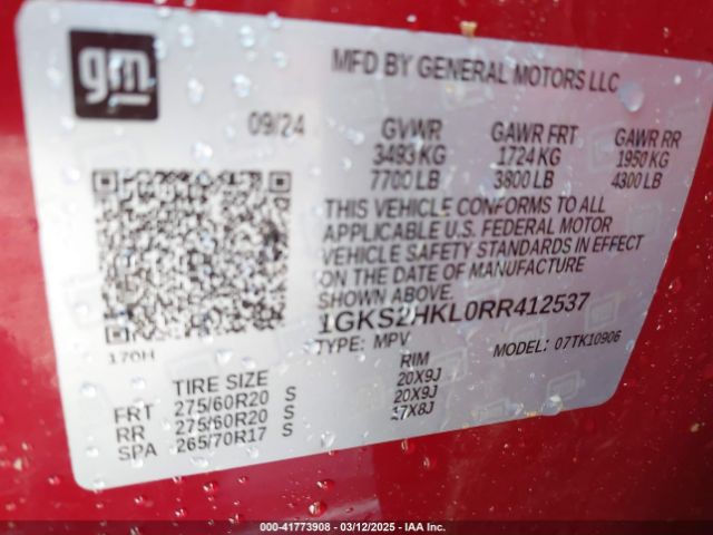 1GKS2HKL0RR412537 GMC Yukon Xl 4wd At4