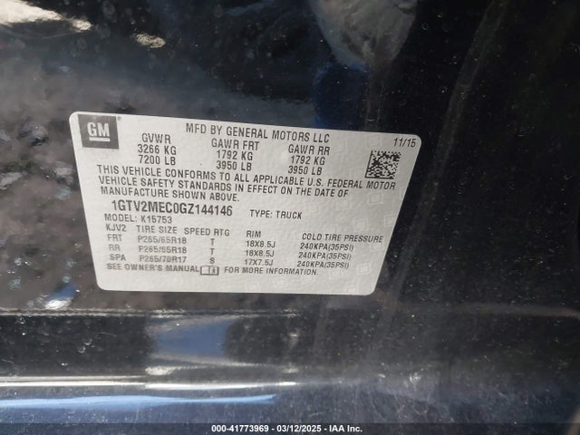 1GTV2MEC0GZ144146 GMC Sierra 1500 Sle
