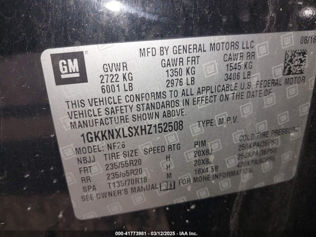 1GKKNXLSXHZ152508 GMC Acadia Denali