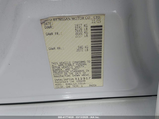 1N4AL3AP1GN311917 Nissan 2016
