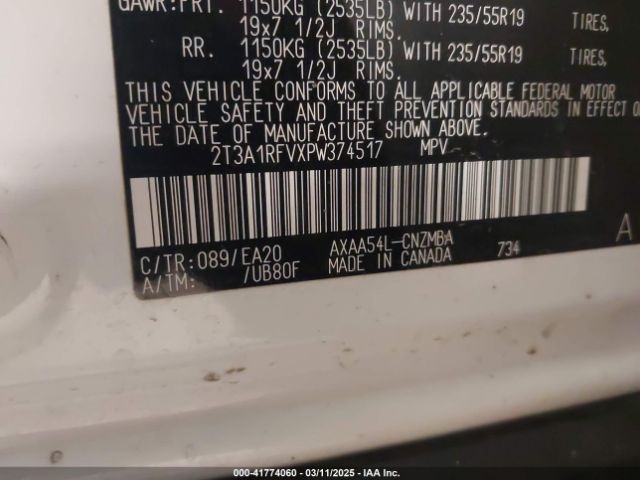 2T3A1RFVXPW374517 Toyota Rav4 Xle Premium