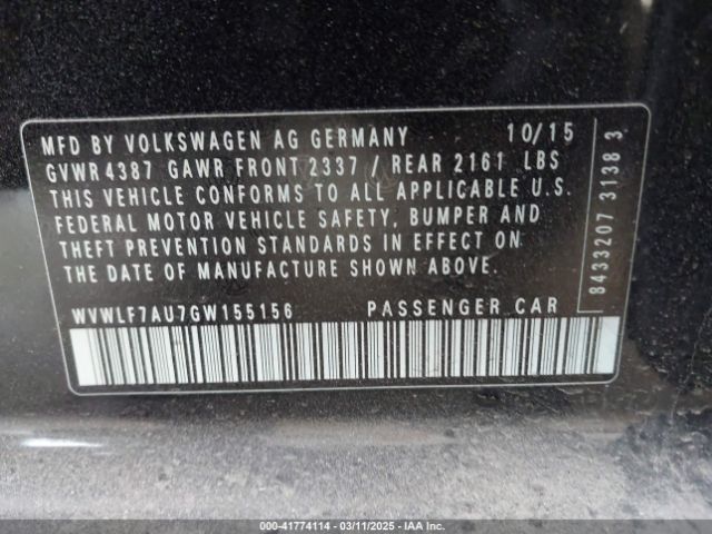 WVWLF7AU7GW155156 Volkswagen Golf R 4-door