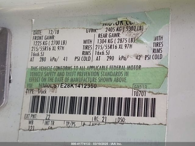 NM0LS7E28K1412350 Ford Transit Connect Xl