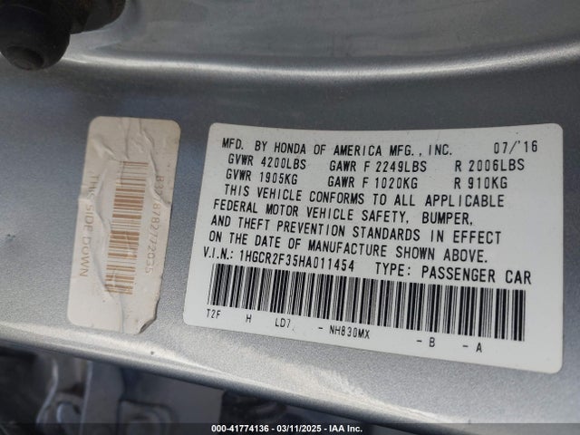 1HGCR2F35HA011454 Honda ACCORD LX