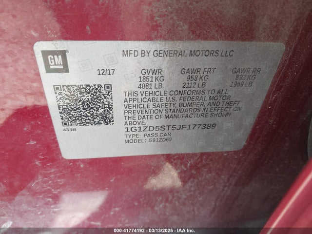 1G1ZD5ST5JF177389 Chevrolet MALIBU LT
