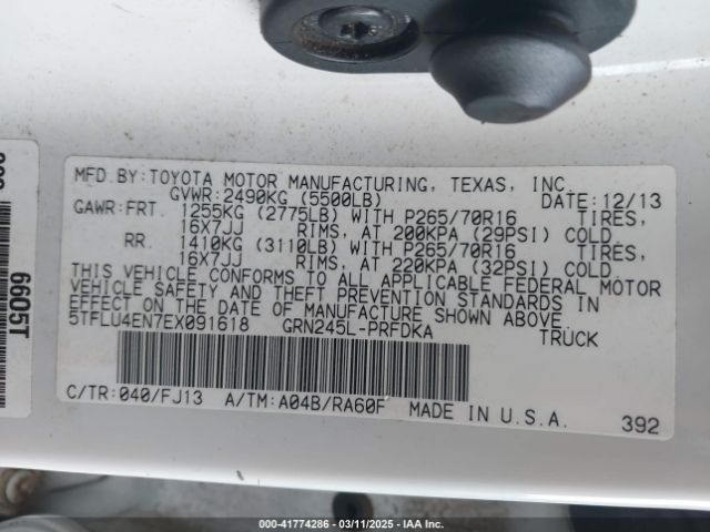 5TFLU4EN7EX091618 Toyota Tacoma Base V6