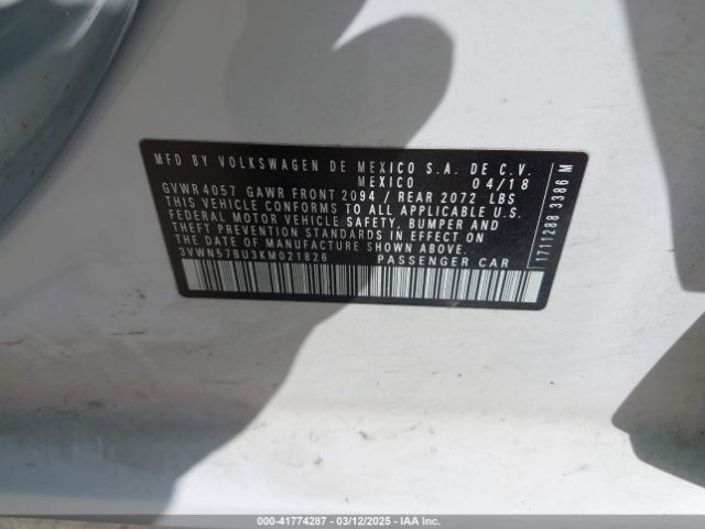 3VWN57BU3KM021826 Volkswagen Jetta 1.4t S