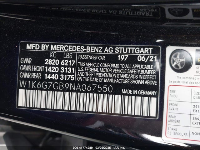 W1K6G7GB9NA067550 Mercedes-Benz m176