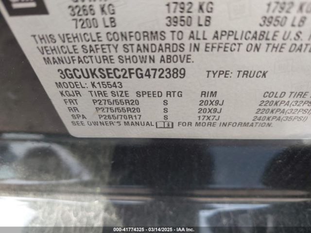 3GCUKSEC2FG472389 Chevrolet Silverado 1500 2lz