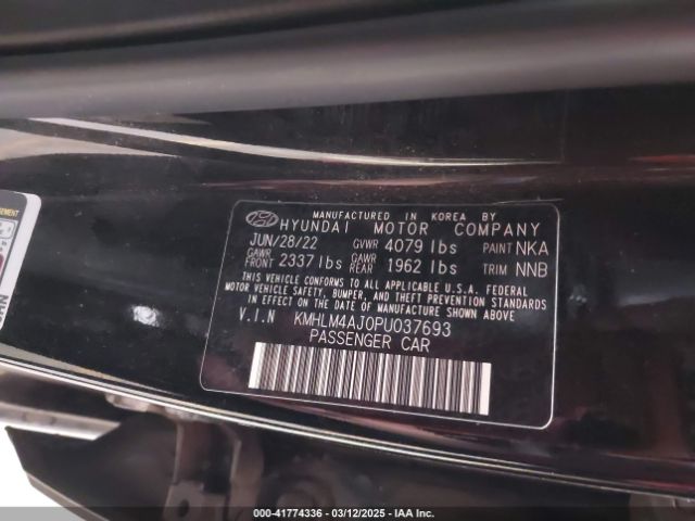 KMHLM4AJ0PU037693 Hyundai Elantra Hybrid Blue
