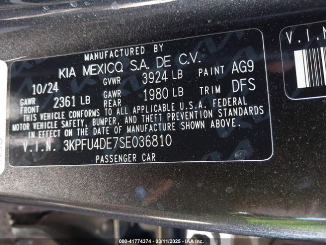 3KPFU4DE7SE036810 KIA K4 Ex