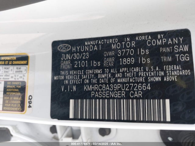 KMHRC8A39PU272664 Hyundai Venue Sel