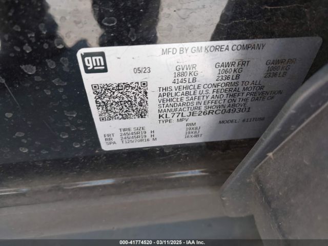 KL77LJE26RC049301 Chevrolet Trax Fwd 2rs