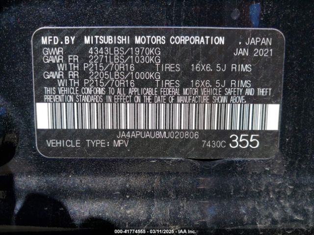 2021 MITSUBISHI OUTLANDER SPORT JA4APUAU8MU020806 Photo 8