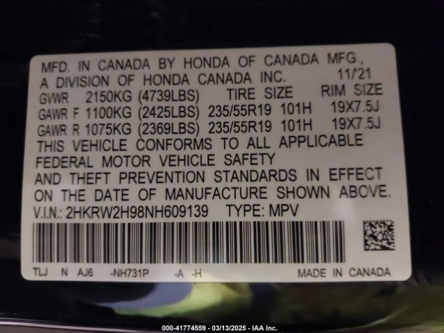 2022 HONDA CR-V 2HKRW2H98NH609139 Photo 8