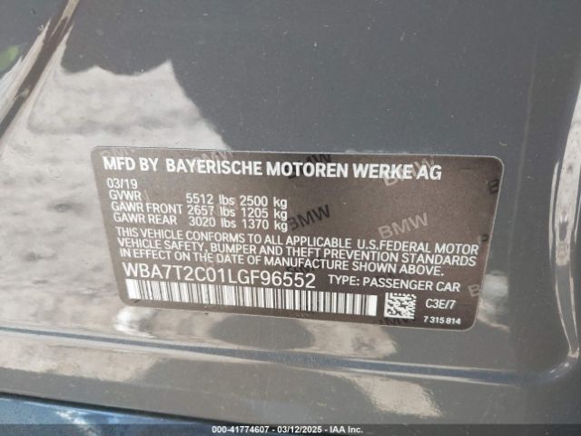 WBA7T2C01LGF96552 BMW 740I