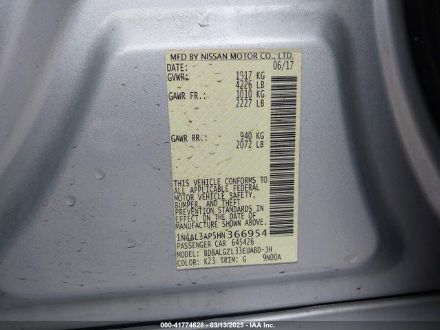 1N4AL3AP5HN366954 Nissan Altima 2.5 S
