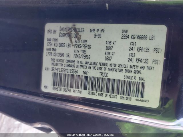 2000 DODGE RAM 1500 3b7hf13z6yg115534 Photo 8