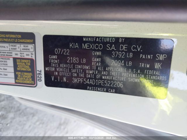 3KPF54AD1PE522206 KIA Forte Gt-line