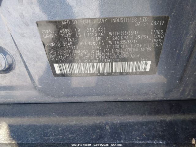 4S4BSAHC6H3365103 Subaru Outback 2.5i Premium