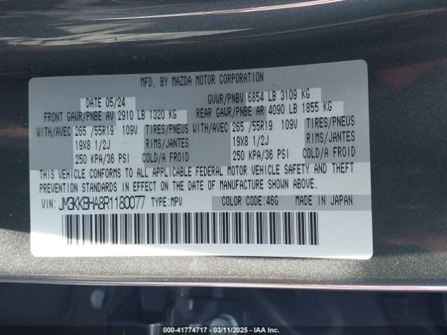 JM3KKBHA8R1180077 Mazda Cx-90 Phev Preferred