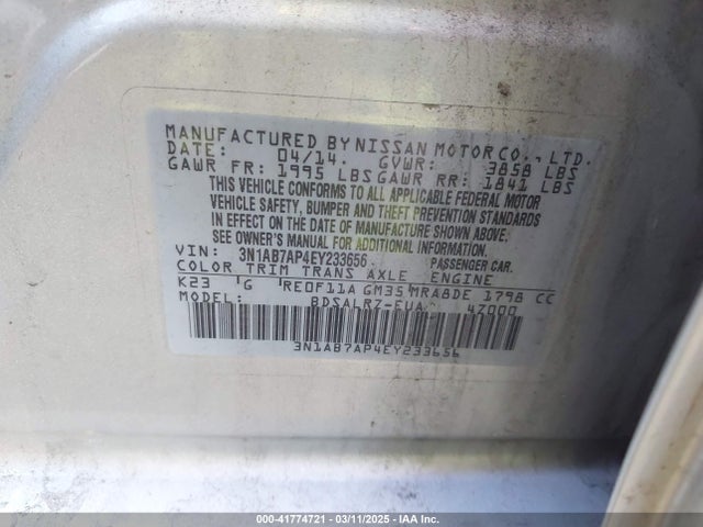 3N1AB7AP4EY233656 Nissan SENTRA SR