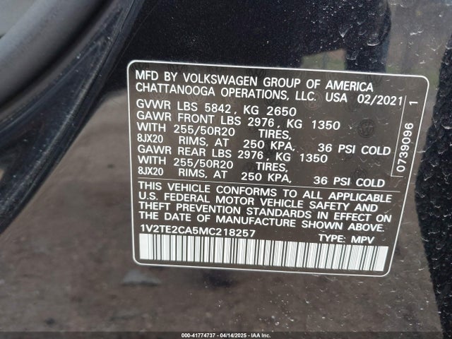Продаж на аукціоні авто 2021 Volkswagen Atlas Cross Sport 3.6l V6 Sel Premium, vin: 1V2TE2CA5MC218257, номер лоту: 41774737