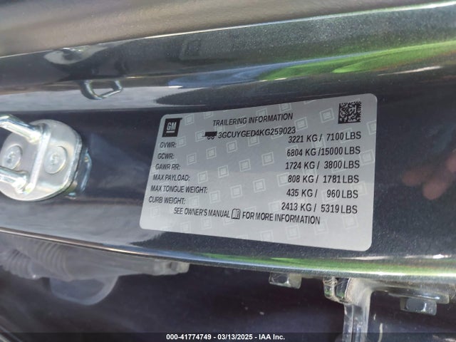 3GCUYGED4KG259023 Chevrolet Silverado 1500 Ltz