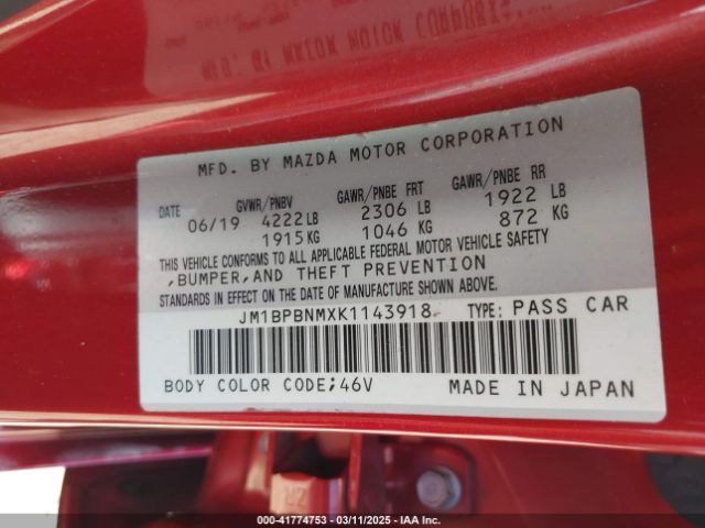JM1BPBNMXK1143918 Mazda Mazda3 Hatchback Premium Package