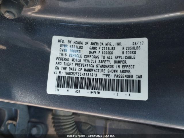 1HGCR2F55HA281513 Honda Accord Sport