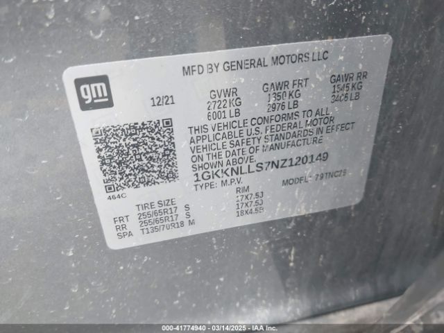 1GKKNLLS7NZ120149 GMC Acadia Awd At4
