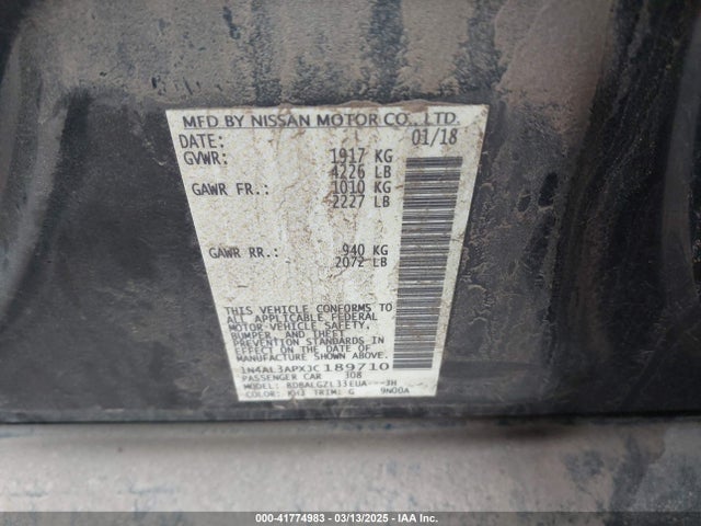1N4AL3APXJC189710 Nissan Altima 2.5 S
