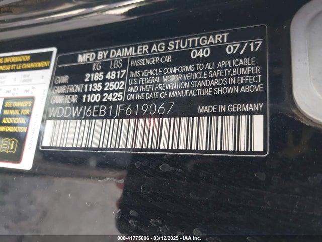 WDDWJ6EB1JF619067 Mercedes-Benz Amg C 43 4matic