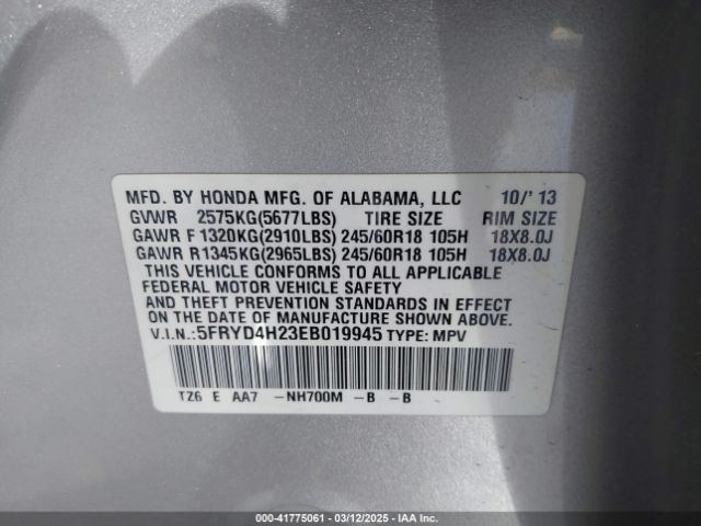 5FRYD4H23EB019945 Acura MDX