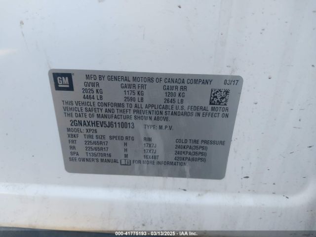 2GNAXHEV5J6110013 Chevrolet EQUINOX LS